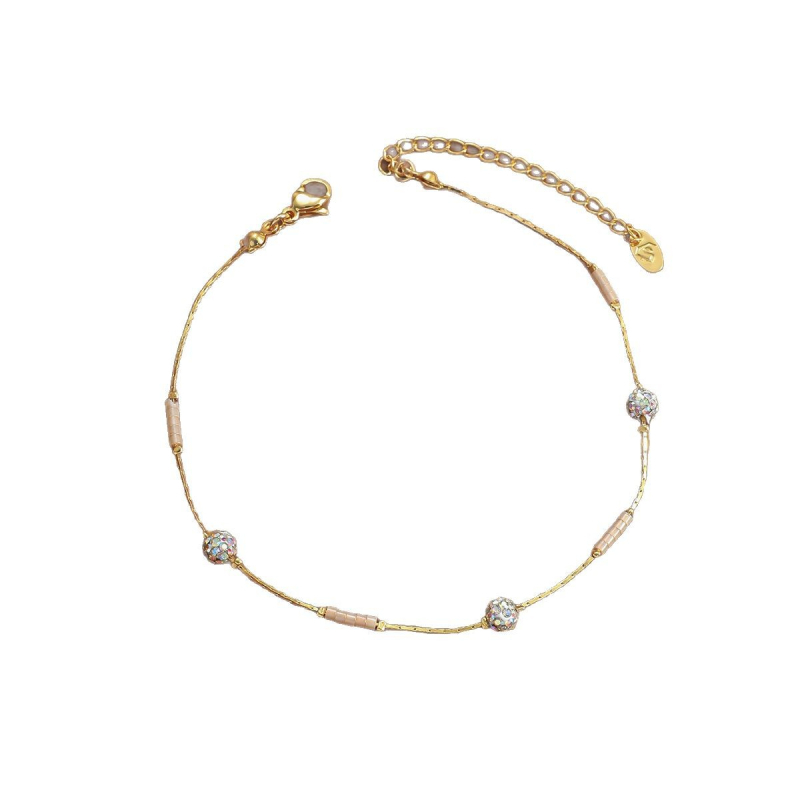 Anklet za gležanj | Stakleni materijal; Legura u ugrađenim umjetnim poludragim kamenjem | Ženski geometrijski oblik | Jednostavan stil | Proljeće 2025