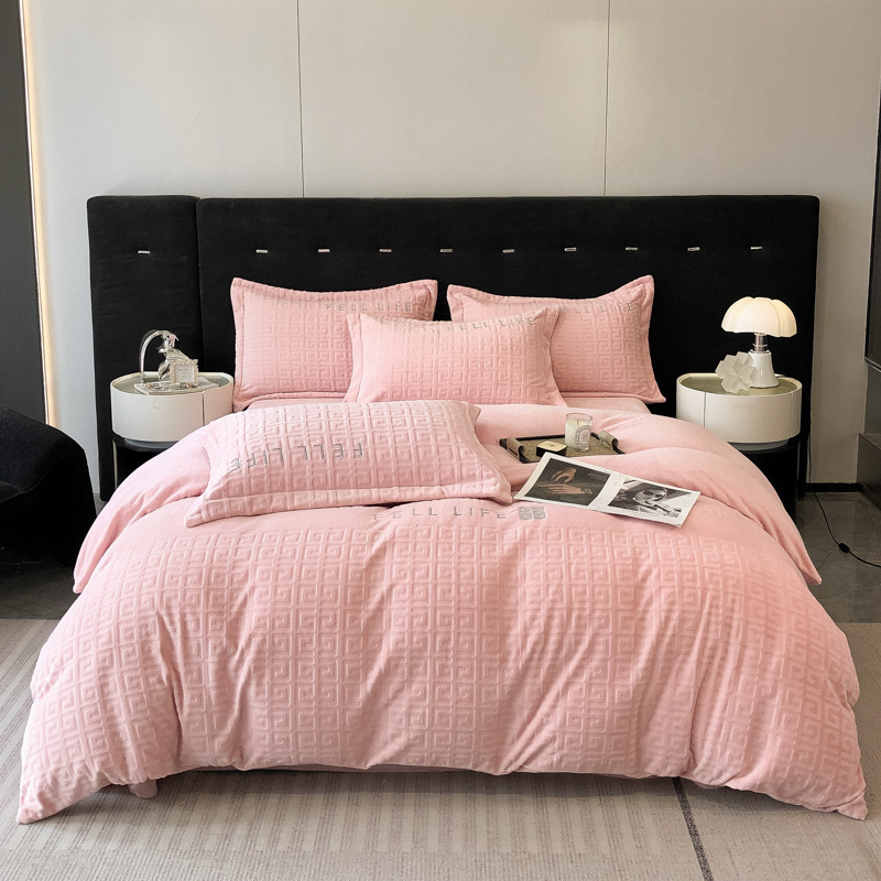 Komplet posteljine od mliječnog velūra s izveznim uzorkom, antistatijski, debeli, reaktivno bojano