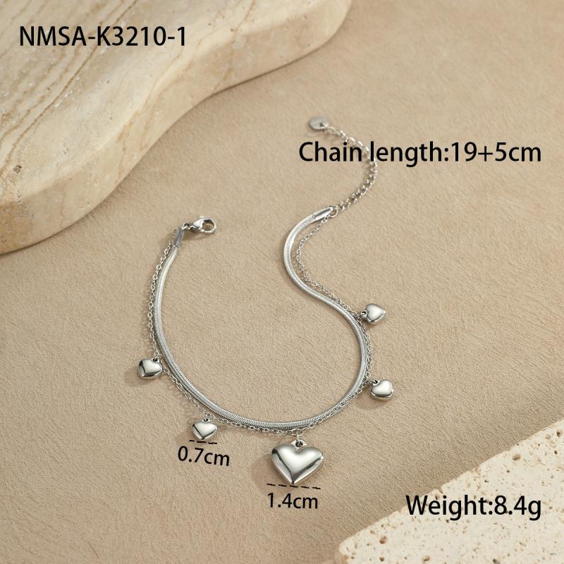 Nimai anklet od nehrđajućeg čelika u morskom stilu s morskom zvjezdicom, školjkom i srcem – elegantan ljetni dodatak