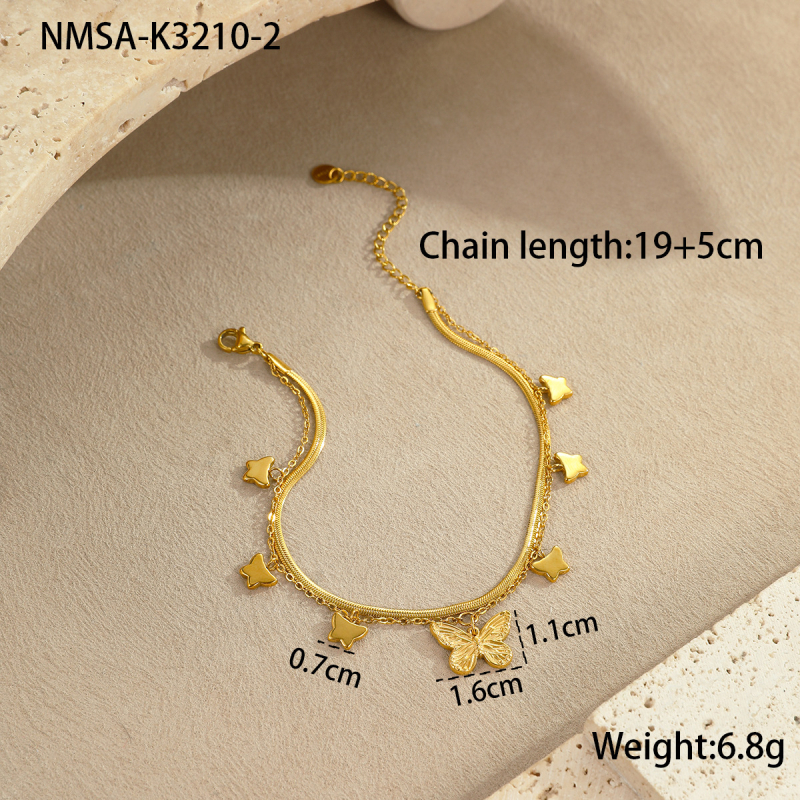 Nimai anklet od nehrđajućeg čelika u morskom stilu s morskom zvjezdicom, školjkom i srcem – elegantan ljetni dodatak