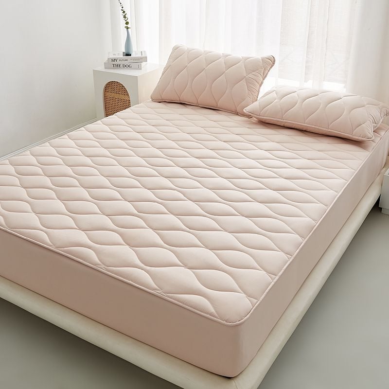 Háromrészes gumis lepedő ágynemű-készlet, steppelt, mosott pamut, reaktív festés