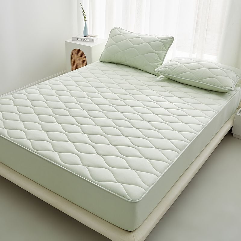 Háromrészes gumis lepedő ágynemű-készlet, steppelt, mosott pamut, reaktív festés