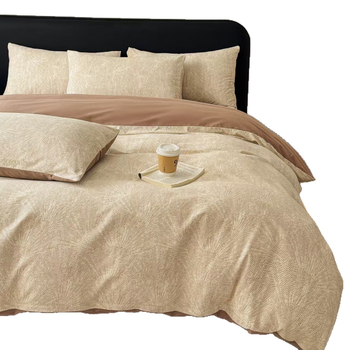 Set de lenjerie de pat din bumbac cu model vegetal, prietenos cu pielea, personalizabil