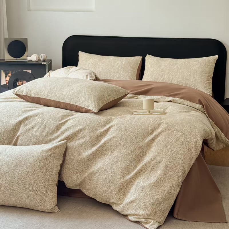 Set de lenjerie de pat din bumbac cu model vegetal, prietenos cu pielea, personalizabil