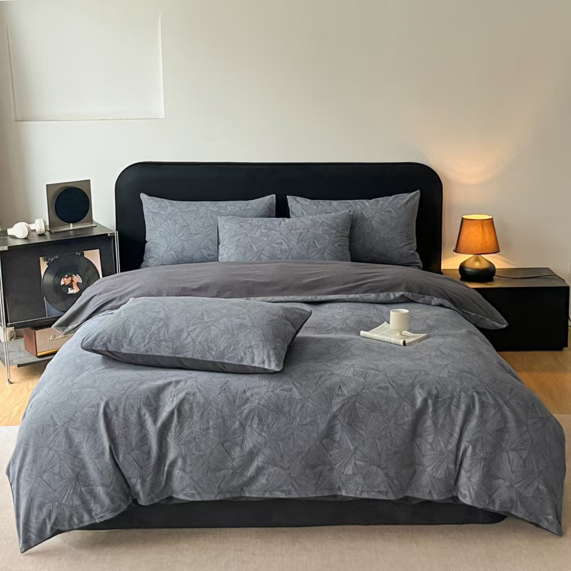 Set de lenjerie de pat din bumbac cu model vegetal, prietenos cu pielea, personalizabil