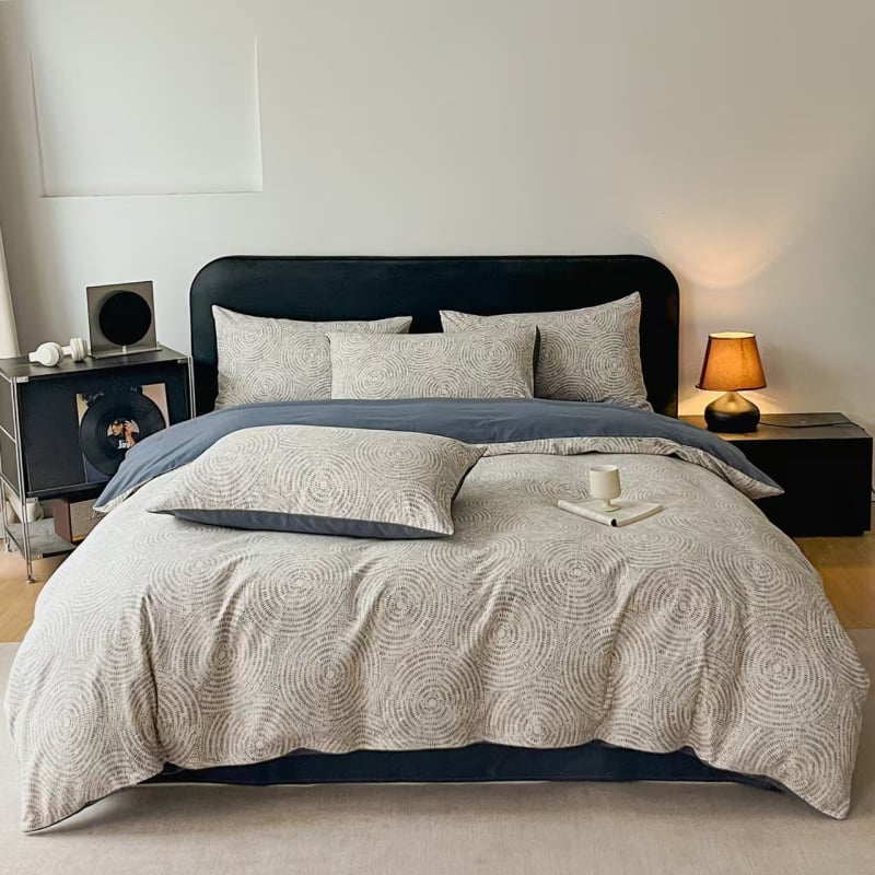 Set de lenjerie de pat din bumbac cu model vegetal, prietenos cu pielea, personalizabil