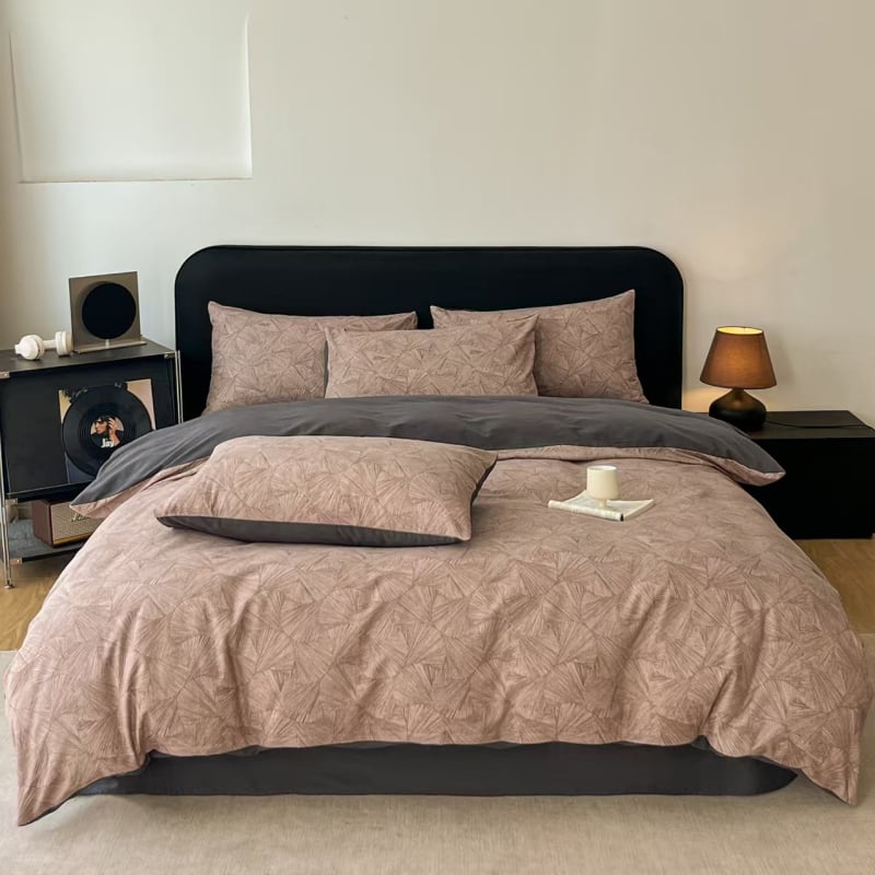 Set de lenjerie de pat din bumbac cu model vegetal, prietenos cu pielea, personalizabil