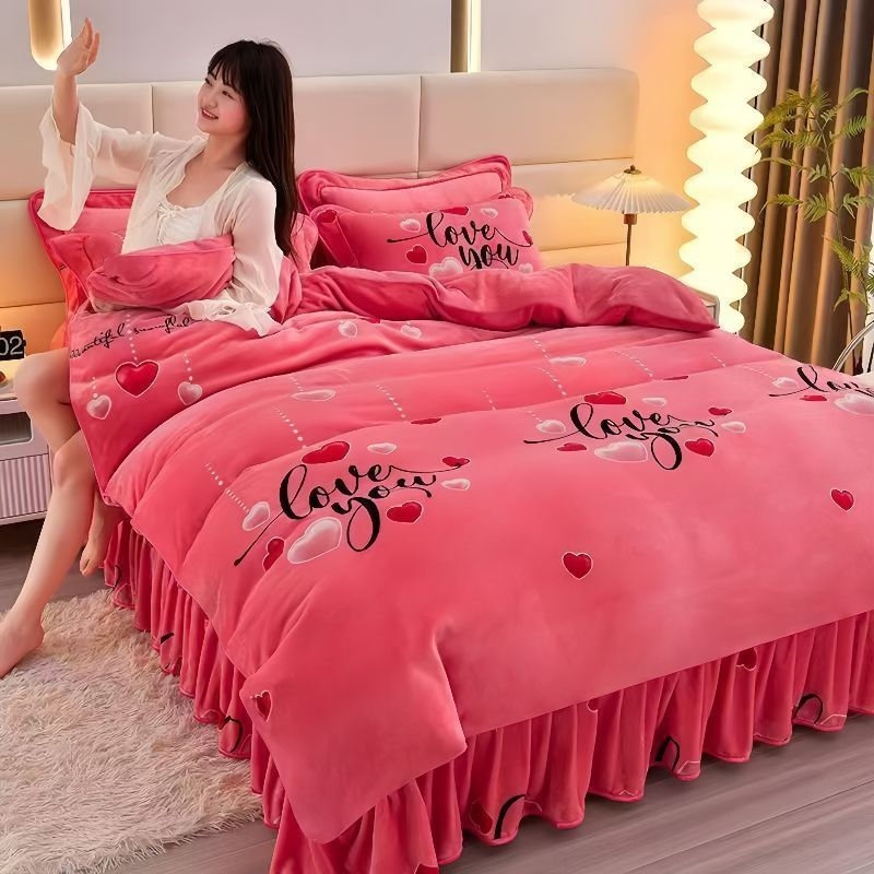 Husă de pilotă din catifea de lapte, quilted, față dublă, imprimare reactive, model plante și flori, 1500–2000 g