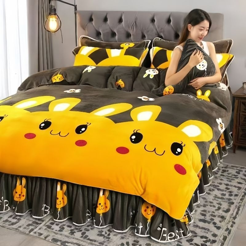 Husă de pilotă din catifea de lapte, quilted, față dublă, imprimare reactive, model plante și flori, 1500–2000 g