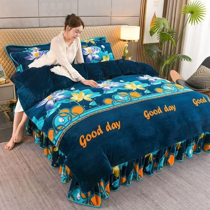 Husă de pilotă din catifea de lapte, quilted, față dublă, imprimare reactive, model plante și flori, 1500–2000 g