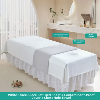 Set cuverturi pentru salon de înfrumusețare, 3 piese, bumbac Yunrou, vopsire prin fire, vopsire reactiva, model uni