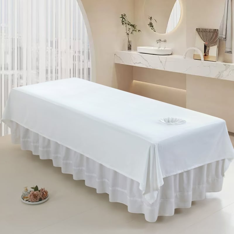 Set cuverturi pentru salon de înfrumusețare, 3 piese, bumbac Yunrou, vopsire prin fire, vopsire reactiva, model uni