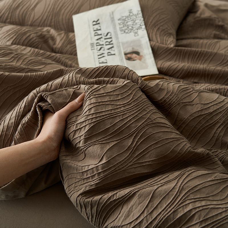 Komplet posteljine od 100% pamuka s jacquard uzorkom, četiri dijela, reaktivno bojanje, pamuk pran na vodi, gustoća tkanine 133x72, vlakna 40s