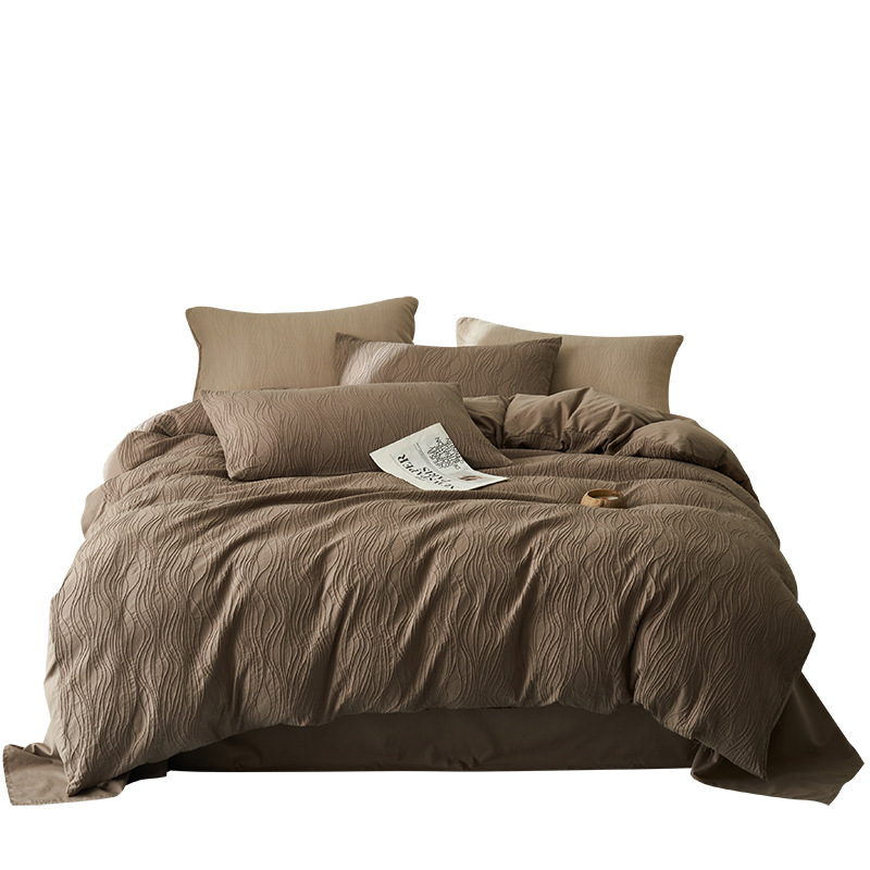 Komplet posteljine od 100% pamuka s jacquard uzorkom, četiri dijela, reaktivno bojanje, pamuk pran na vodi, gustoća tkanine 133x72, vlakna 40s