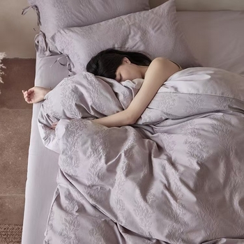 Чист памук, мъхнат релефен жакард, четирипарчен комплект спално бельо