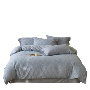 Чист памук, мъхнат релефен жакард, четирипарчен комплект спално бельо