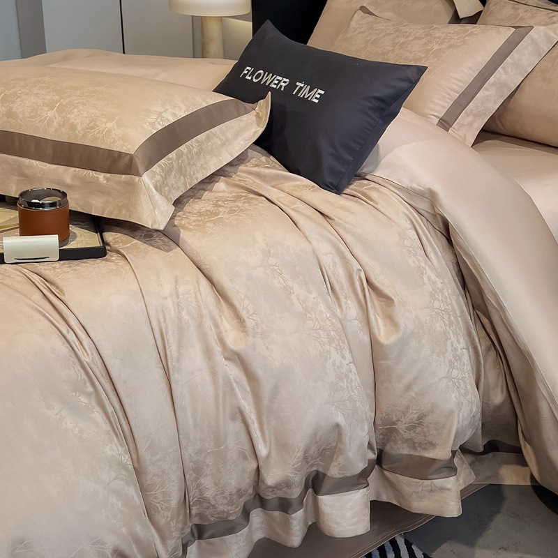 2026 Novi model 120S dugački pamuk jacquard četverodijelni set posteljine s navlakama za pokrivač, plahte i navlake za jastuke