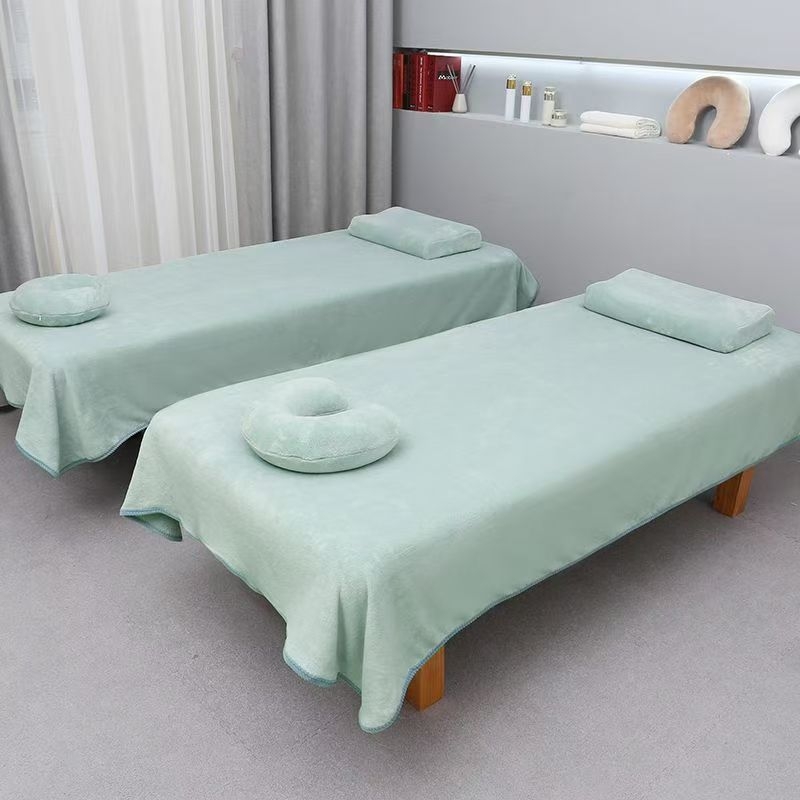 Cearșaf de masaj pentru spa cu deschidere pentru față – fleece de bebe, țesătură Twill, model solid, vopsire reactivă, stil modern minimalist
