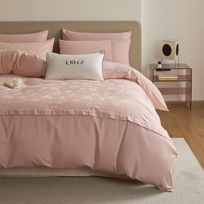 Jacquard posteljina od 100% pamuka, četverodijelni set posteljine, jednofarbna, lagani luksuz