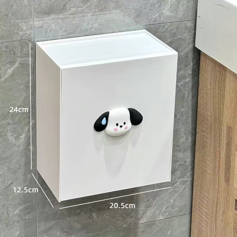 Stienā montējama higiēnas spilventiņu uzglabāšanas kastīte, ūdensnecaurlaidīga, bez urbšanas, vannas istabai