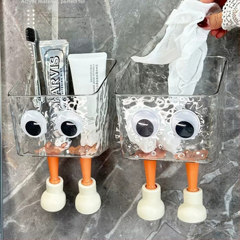 Sienas stiprināms vannasistabas uzglabāšanas kastīte – plastmasas organizētājs ar karikatūras rakstu, modelis 999999