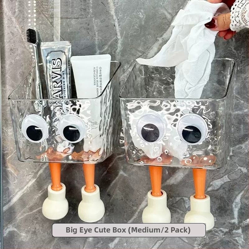 Sienas stiprināms vannasistabas uzglabāšanas kastīte – plastmasas organizētājs ar karikatūras rakstu, modelis 999999