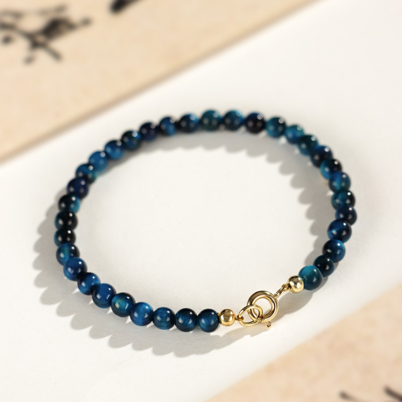 Браслет с Tiger's Eye и Cat's Eye топчета, ромбовиден стил, електроплатирани стъклени мъниста