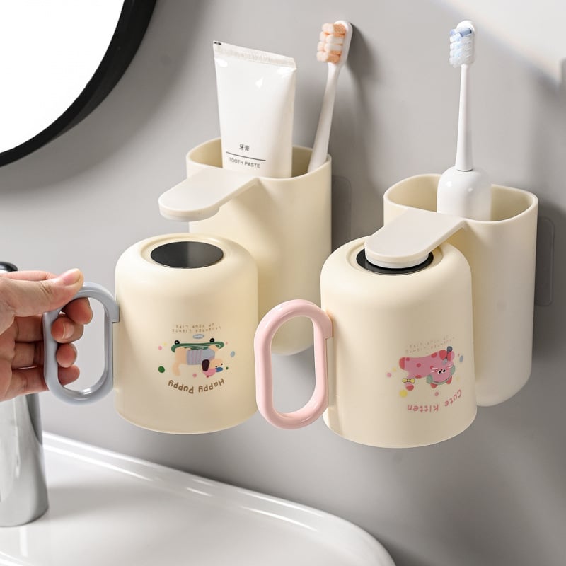 Fali fogkefetartó pohárral, fúrás nélkül, műanyagból