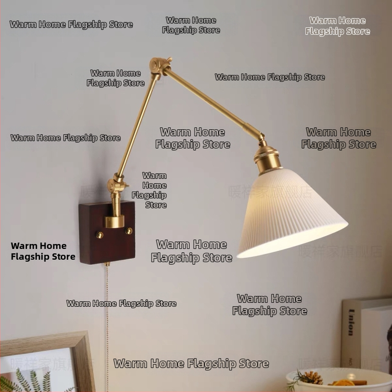 Стенно осветително тяло с керамичен абажур, медно тяло, LED светлина, 220V, умно управление (Mijia/Tmall elf)