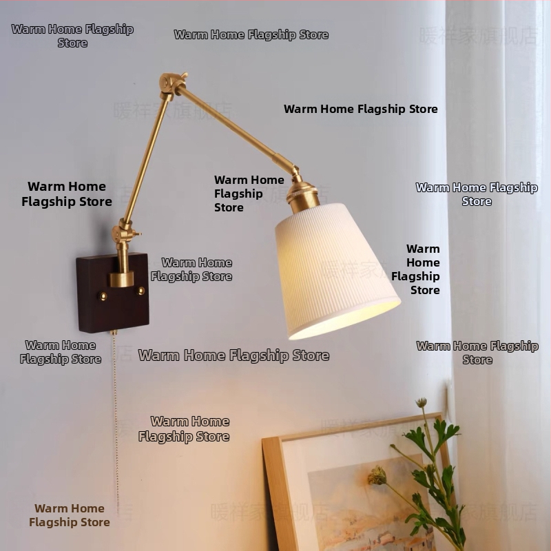 Стенно осветително тяло с керамичен абажур, медно тяло, LED светлина, 220V, умно управление (Mijia/Tmall elf)