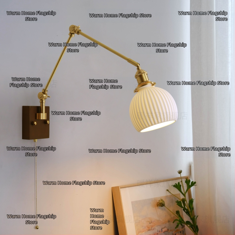 Стенно осветително тяло с керамичен абажур, медно тяло, LED светлина, 220V, умно управление (Mijia/Tmall elf)