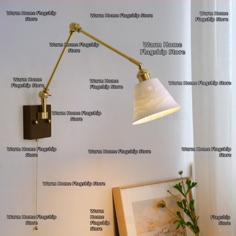 Стенно осветително тяло с керамичен абажур, медно тяло, LED светлина, 220V, умно управление (Mijia/Tmall elf)