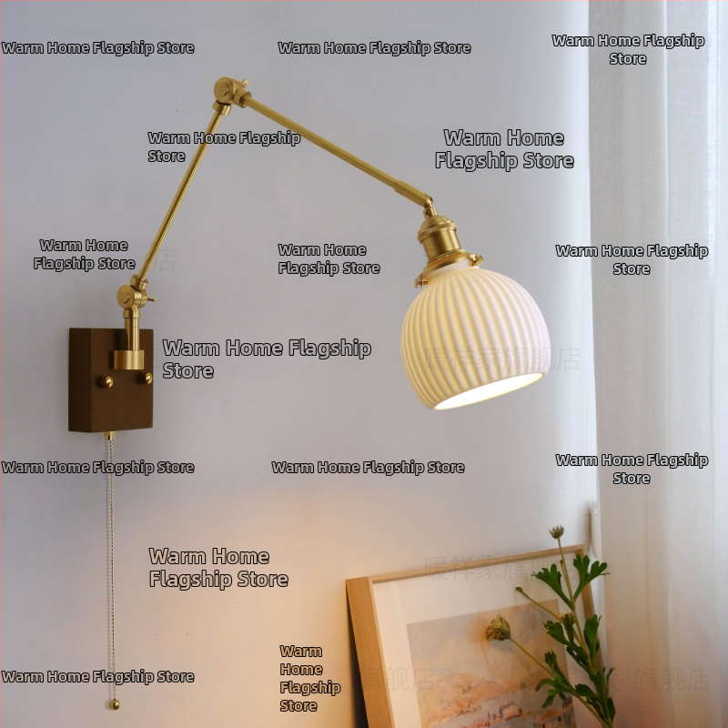 Стенно осветително тяло с керамичен абажур, медно тяло, LED светлина, 220V, умно управление (Mijia/Tmall elf)