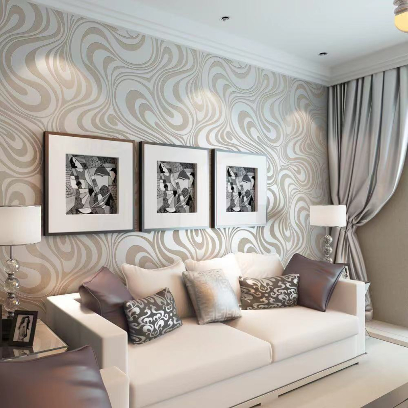 Moodne minimalistlik laineline mittekootud tapeet magamistuppa ja elutubasse, niiskuskindel, 3D abstraktne tekstuur