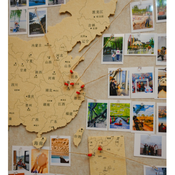 Стенен стикер – полиестерна карта с отпечатъци от пътувания, самозалепващ фотобанер за дневна, коридор и детска стая, огнеупорен