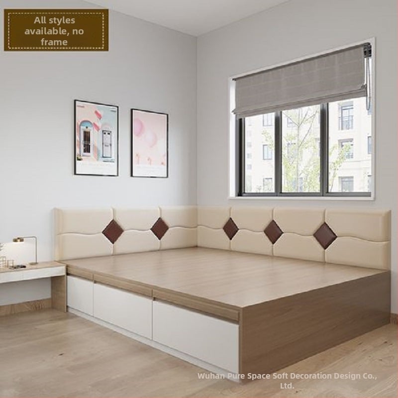 Panou de perete Tatami moale pentru marginea patului copiilor — bară de protecție, personalizare disponibilă, Baker Cloud (Material: Piele sintetică moale; Stil: Simplitate modernă; Personalizare: Da)