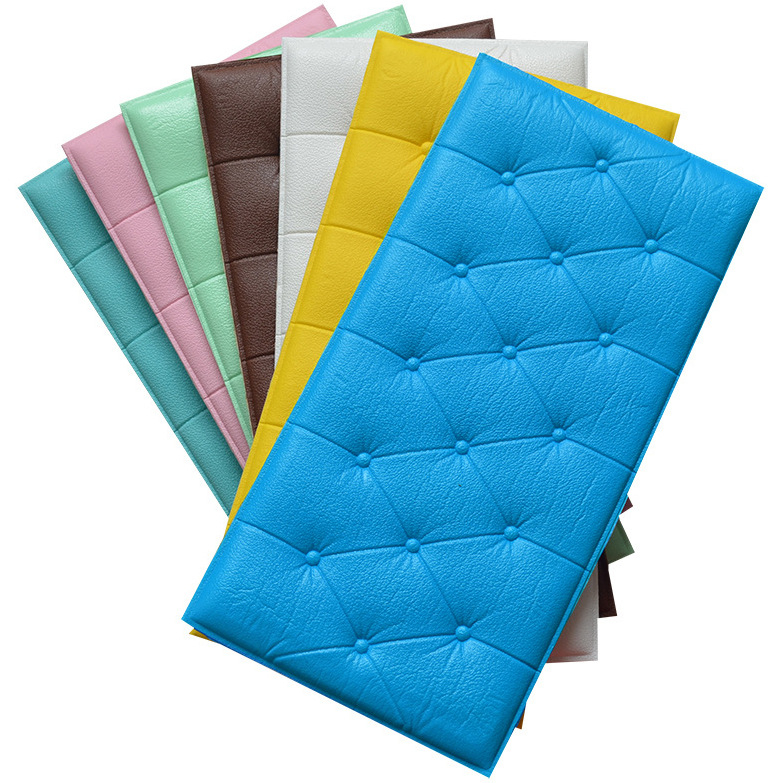 Водоустойчива стенна стикер панел за хол, самозалепващ тапициран панел от полипропиленово влакно, PE съдържание 40%, модел 60682085, 1 брой