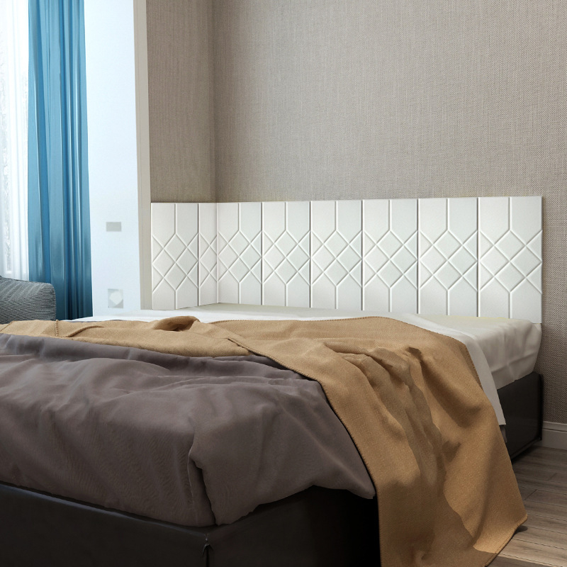 Водоустойчива стенна стикер панел за хол, самозалепващ тапициран панел от полипропиленово влакно, PE съдържание 40%, модел 60682085, 1 брой