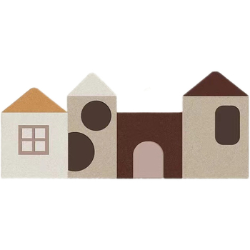 Casă 3D din fetru pentru perete – stil desene animate, model geometric abstract, poliester, personalizare disponibilă, potrivit pentru sufragerie, dormitor, birou