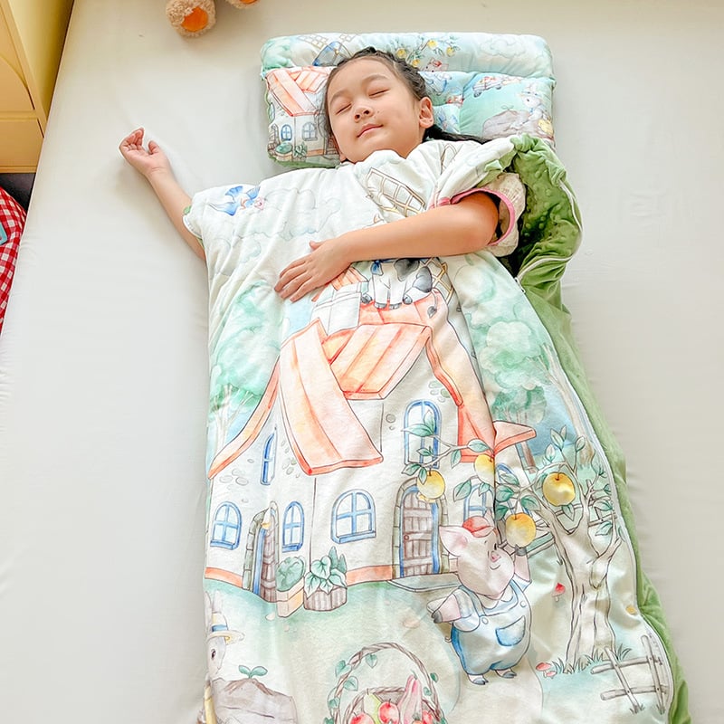 Laste velvetist magamiskott, kiudude täidis, sünteetiline kangas, kaal 1.6-2 kg