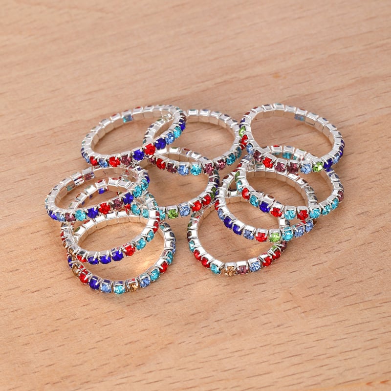 Geometriski pirkstu gredzeni no sakausējuma ar mākslīgiem akmeņiem — 10 gab. komplekts