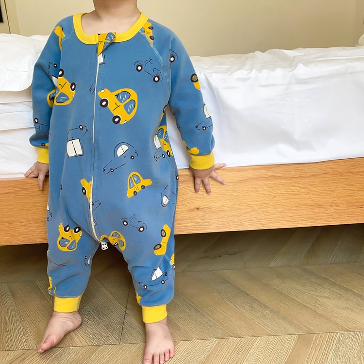 Spavaći vaku za bebe i djecu s dizajnom podijeljenih nogu, 95% pamuk, podstava i punilo od pamuka, cartoon uzorak, rukav, za uzrast 1–3 godine, zima–proljeće–jesen