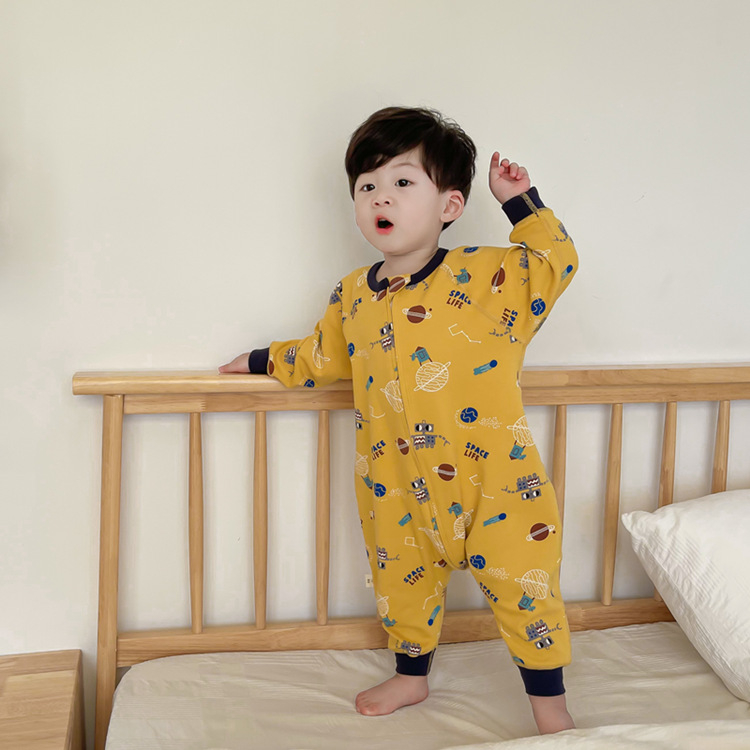 Spavaći vaku za bebe i djecu s dizajnom podijeljenih nogu, 95% pamuk, podstava i punilo od pamuka, cartoon uzorak, rukav, za uzrast 1–3 godine, zima–proljeće–jesen