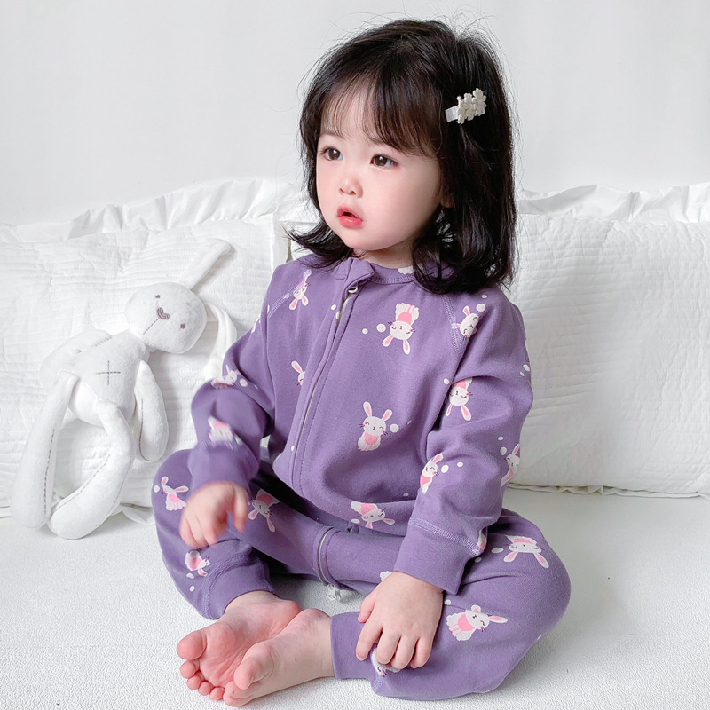 Spavaći vaku za bebe i djecu s dizajnom podijeljenih nogu, 95% pamuk, podstava i punilo od pamuka, cartoon uzorak, rukav, za uzrast 1–3 godine, zima–proljeće–jesen