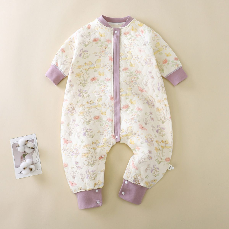 Spavaća vreća za djecu 1-3 godine, jesen-zima, srednje debeli pamuk materijal s poliester punjenjem, podstava 100% pamuk, kartunski uzorak, dizajn sa odvojenim nogama