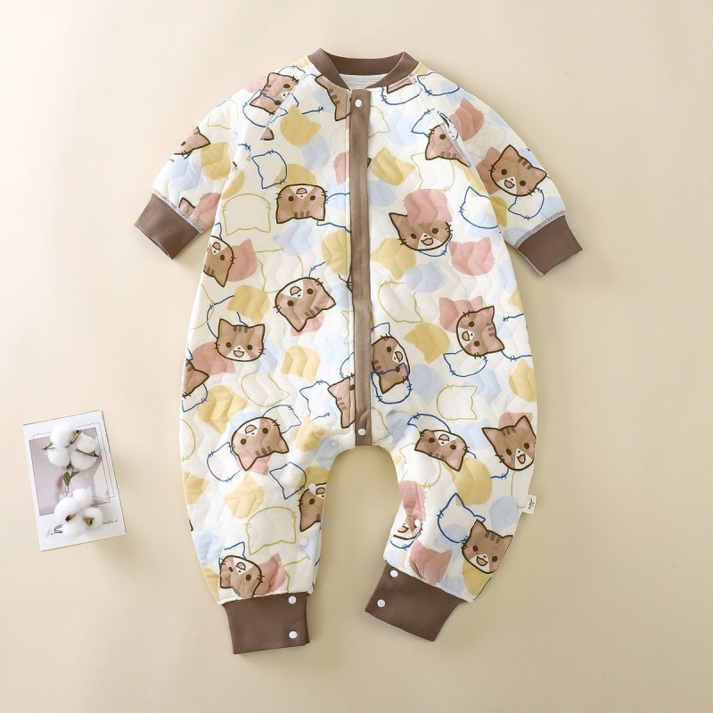 Spavaća vreća za djecu 1-3 godine, jesen-zima, srednje debeli pamuk materijal s poliester punjenjem, podstava 100% pamuk, kartunski uzorak, dizajn sa odvojenim nogama