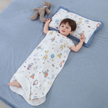 Dječji spavaći vreća, tanak ljetni pamuk gazu, prozračna s podstavom od čistog pamuka i punilom od pamuka, izvezen uzorak