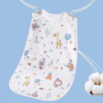 Dječji spavaći vreća, tanak ljetni pamuk gazu, prozračna s podstavom od čistog pamuka i punilom od pamuka, izvezen uzorak