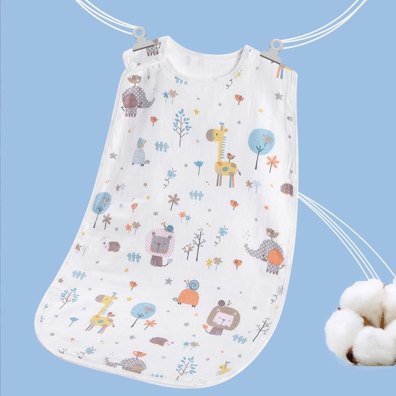 Dječji spavaći vreća, tanak ljetni pamuk gazu, prozračna s podstavom od čistog pamuka i punilom od pamuka, izvezen uzorak