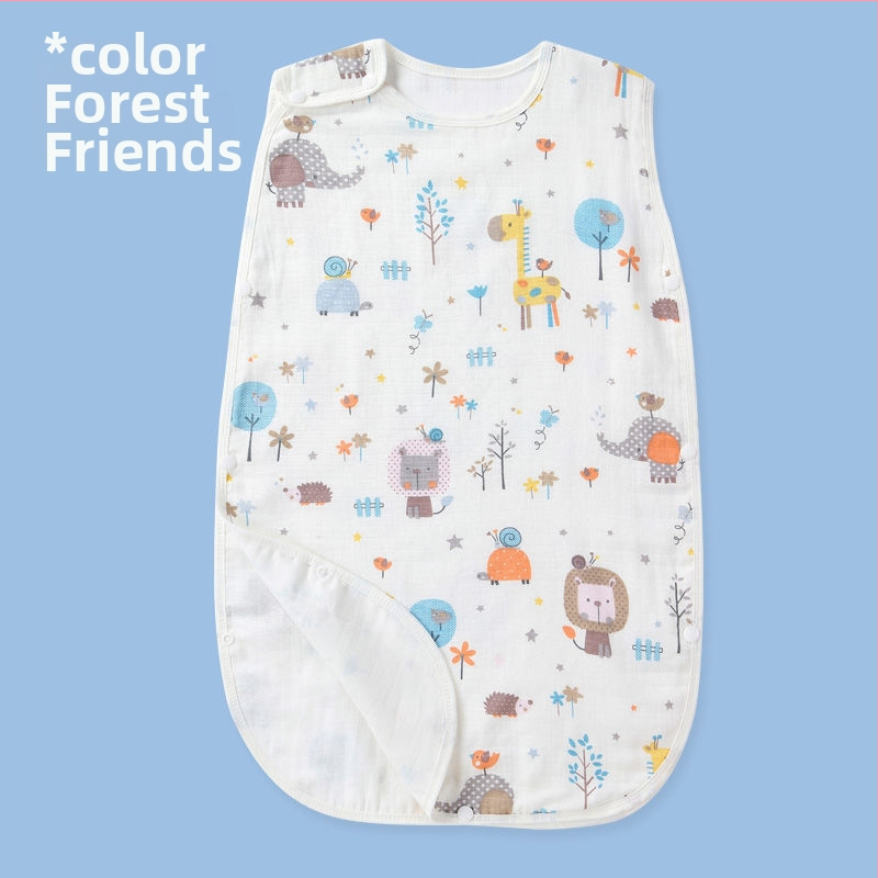 Dječji spavaći vreća, tanak ljetni pamuk gazu, prozračna s podstavom od čistog pamuka i punilom od pamuka, izvezen uzorak